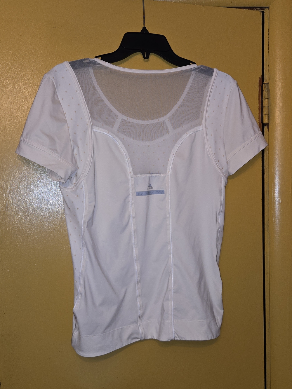Adidas by Stella McCartney White Short-Sleeve Mesh Yoke Yoga Top - Picture 4 of 4